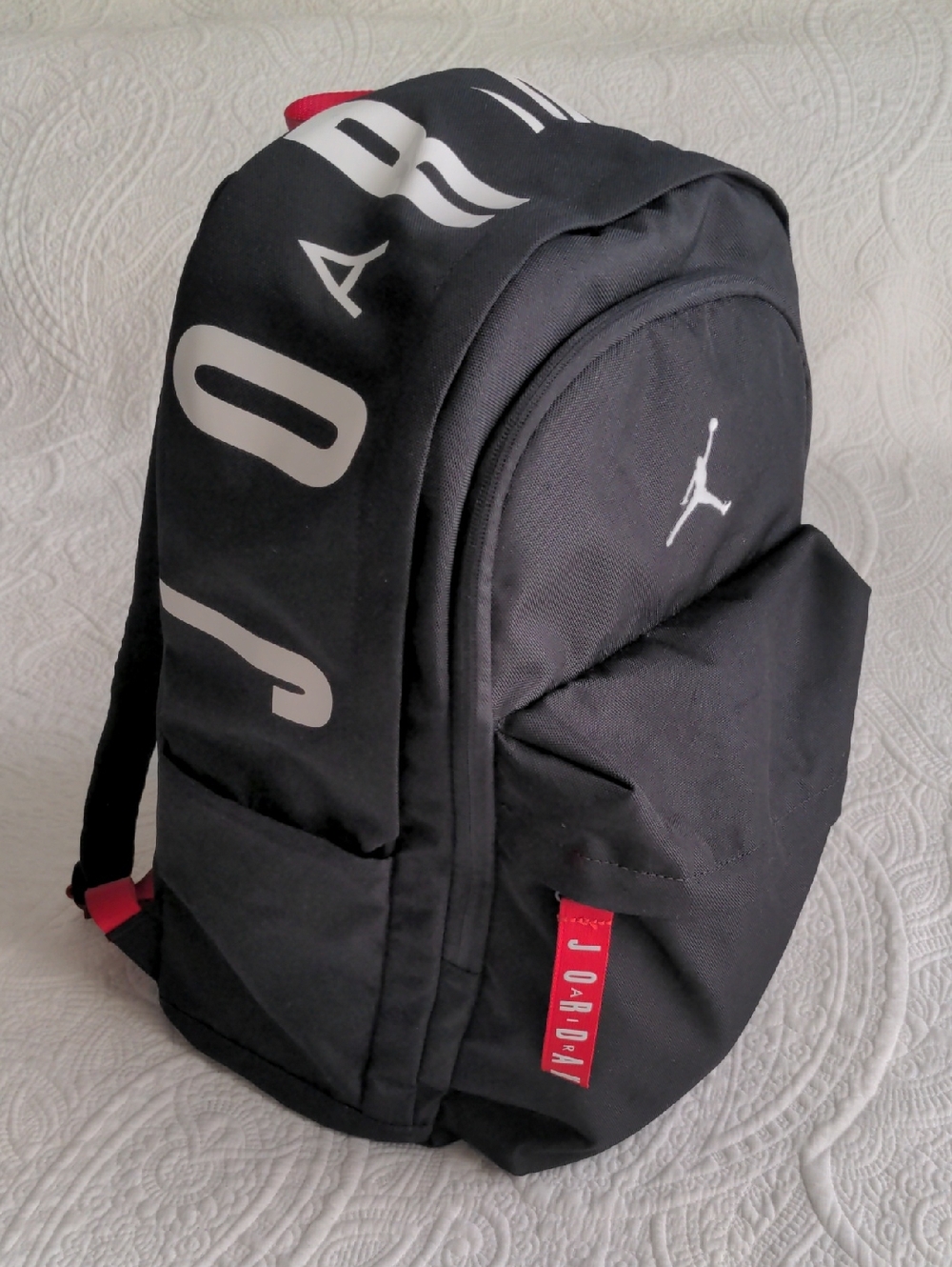 Jordan Patrol Black Backpack with White and Red Accents